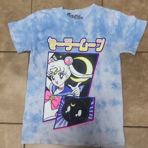 Sailor Moon Luna Blue Tie-Dye Boyfriend Fit Girls T-Shirt XS